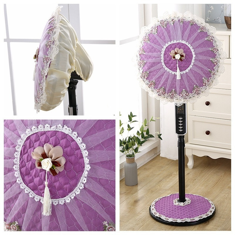 Kūrybiškumas Ant grindų statomi elektriniai ventiliatoriai Apsauginis nuo dulkių Apvalios formos nėrinių audinys Menas Apsauginis namų dekoravimas Ventiliatoriaus apsauga