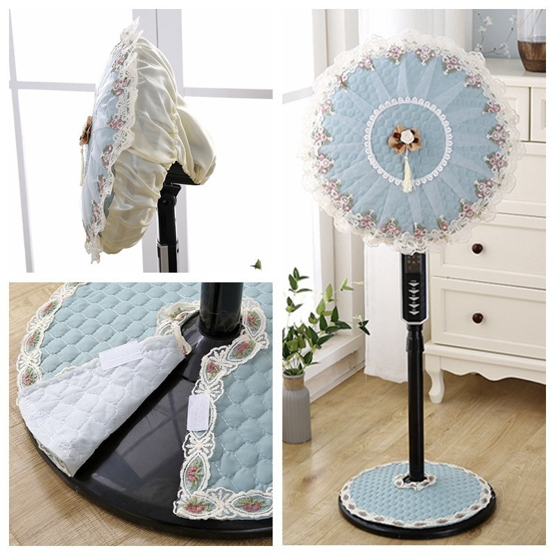 Kūrybiškumas Ant grindų statomi elektriniai ventiliatoriai Apsauginis nuo dulkių Apvalios formos nėrinių audinys Menas Apsauginis namų dekoravimas Ventiliatoriaus apsauga