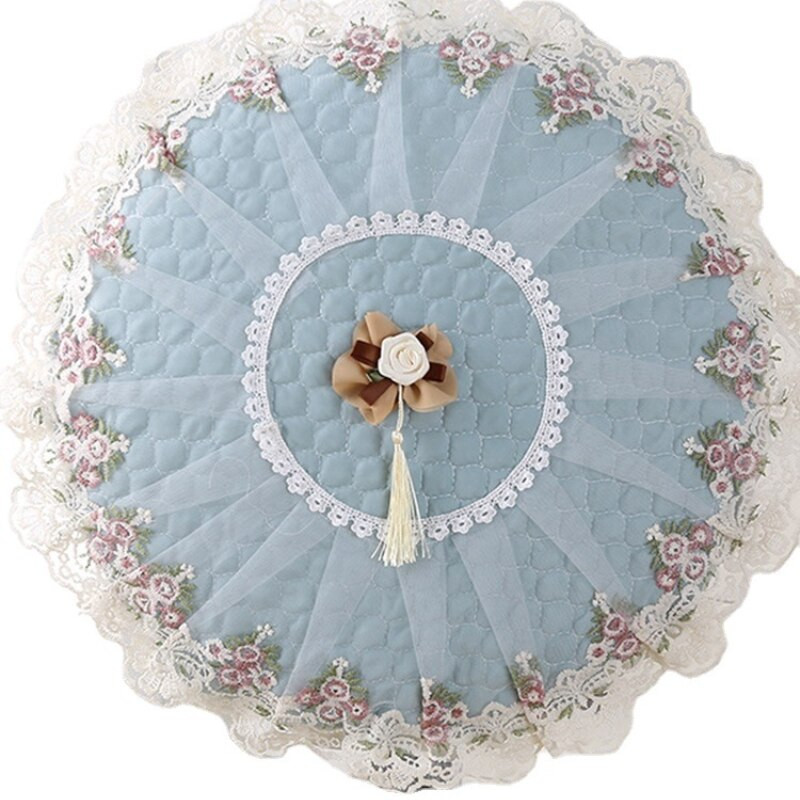 Kūrybiškumas Ant grindų statomi elektriniai ventiliatoriai Apsauginis nuo dulkių Apvalios formos nėrinių audinys Menas Apsauginis namų dekoravimas Ventiliatoriaus apsauga