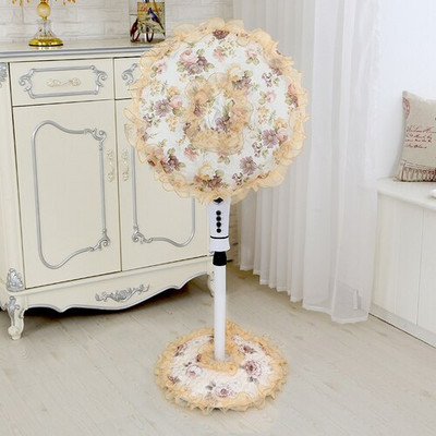 Δαντέλα ηλεκτρικό 2 3 τεμαχίων ευρωπαϊκού στιλ Σετ κήπου Στρογγυλό ύφασμα Επιτραπέζιο πάτωμα Κάλυμμα ανεμιστήρα σκόνης