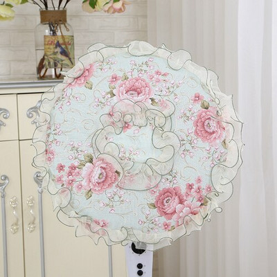 Δαντέλα ηλεκτρικό 2 3 τεμαχίων ευρωπαϊκού στιλ Σετ κήπου Στρογγυλό ύφασμα Επιτραπέζιο πάτωμα Κάλυμμα ανεμιστήρα σκόνης