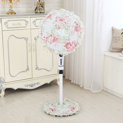 Δαντέλα ηλεκτρικό 2 3 τεμαχίων ευρωπαϊκού στιλ Σετ κήπου Στρογγυλό ύφασμα Επιτραπέζιο πάτωμα Κάλυμμα ανεμιστήρα σκόνης