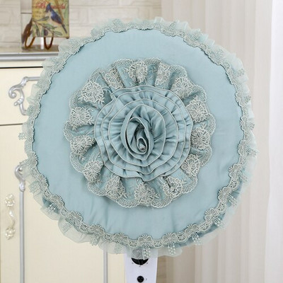 Δαντέλα ηλεκτρικό 2 3 τεμαχίων ευρωπαϊκού στιλ Σετ κήπου Στρογγυλό ύφασμα Επιτραπέζιο πάτωμα Κάλυμμα ανεμιστήρα σκόνης