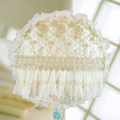 Δαντέλα ηλεκτρικό 2 3 τεμαχίων ευρωπαϊκού στιλ Σετ κήπου Στρογγυλό ύφασμα Επιτραπέζιο πάτωμα Κάλυμμα ανεμιστήρα σκόνης