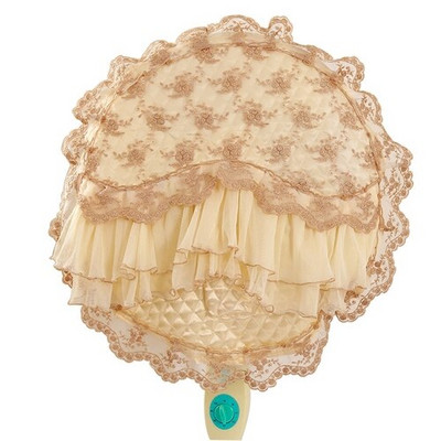 Δαντέλα ηλεκτρικό 2 3 τεμαχίων ευρωπαϊκού στιλ Σετ κήπου Στρογγυλό ύφασμα Επιτραπέζιο πάτωμα Κάλυμμα ανεμιστήρα σκόνης