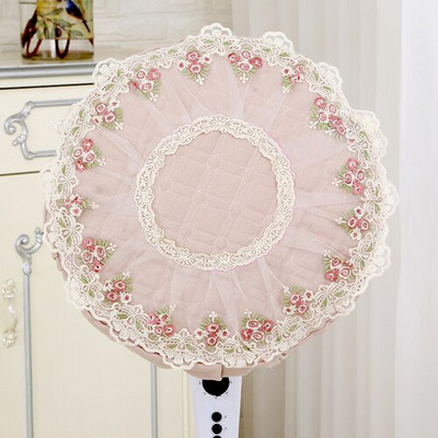 Δαντέλα ηλεκτρικό 2 3 τεμαχίων ευρωπαϊκού στιλ Σετ κήπου Στρογγυλό ύφασμα Επιτραπέζιο πάτωμα Κάλυμμα ανεμιστήρα σκόνης