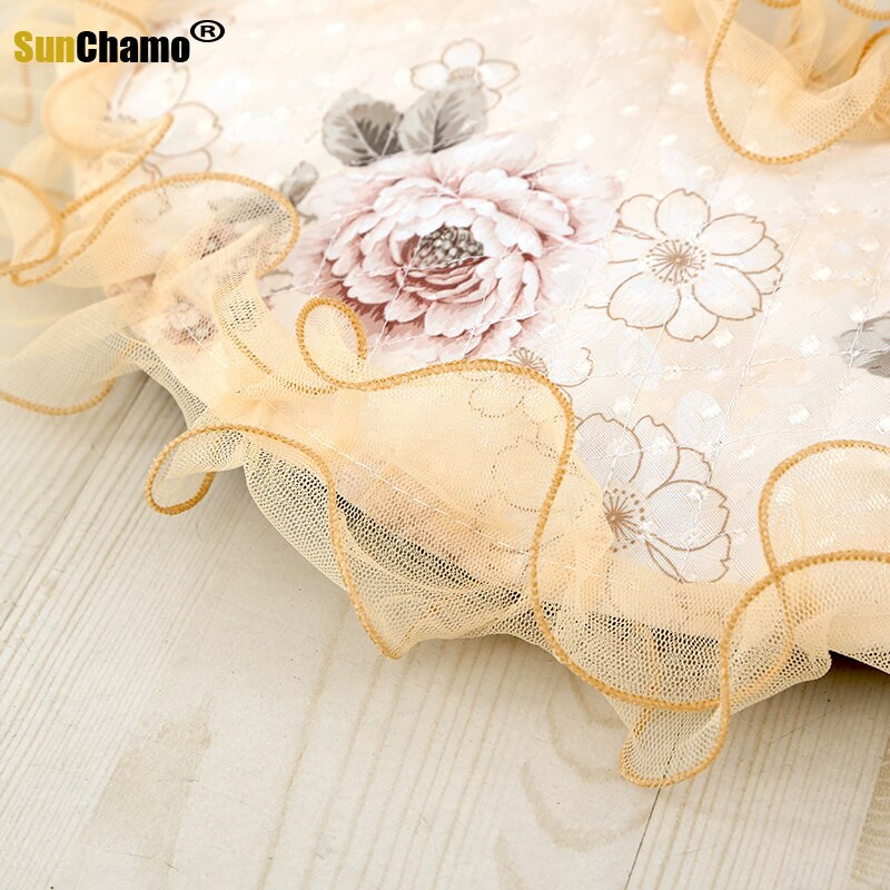 Δαντέλα ηλεκτρικό 2 3 τεμαχίων ευρωπαϊκού στιλ Σετ κήπου Στρογγυλό ύφασμα Επιτραπέζιο πάτωμα Κάλυμμα ανεμιστήρα σκόνης