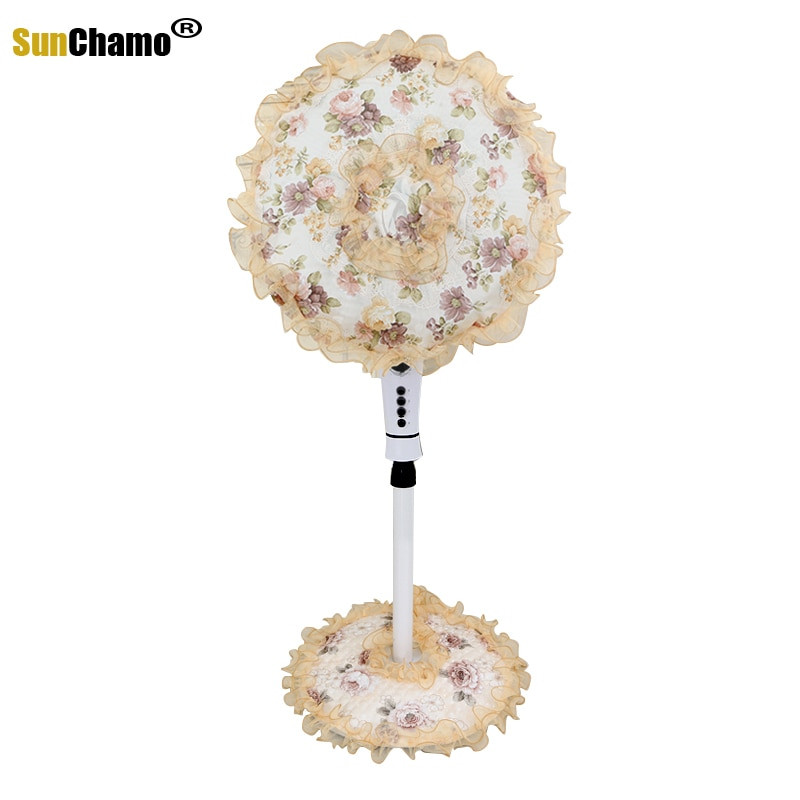 Δαντέλα ηλεκτρικό 2 3 τεμαχίων ευρωπαϊκού στιλ Σετ κήπου Στρογγυλό ύφασμα Επιτραπέζιο πάτωμα Κάλυμμα ανεμιστήρα σκόνης