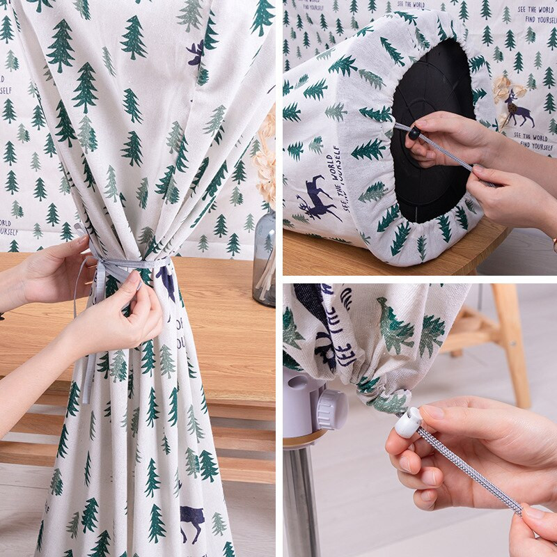 Cartoon Ηλεκτρικό κάλυμμα ανεμιστήρα Κάλυμμα σκόνης Επιδαπέδιο σπίτι στρογγυλό βαμβακερό λινό αδιάβροχο αδιάβροχο τσάντα με φερμουάρ