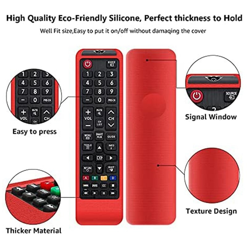 2 Pack Universalremote Cover Case Συμβατή για τηλεχειριστήρια Samsung 3D Smart TV BN59-01199F BN59-01315A (Κόκκινο+Μπλε)