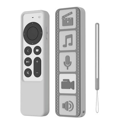 Nuotolinio valdymo pulto silikoninis dėklas su dirželiu nuotolinio valdymo pulto korpusu, skirtas Apple Tv 4k 2021 TV nuotolinio valdymo pulto dangteliu