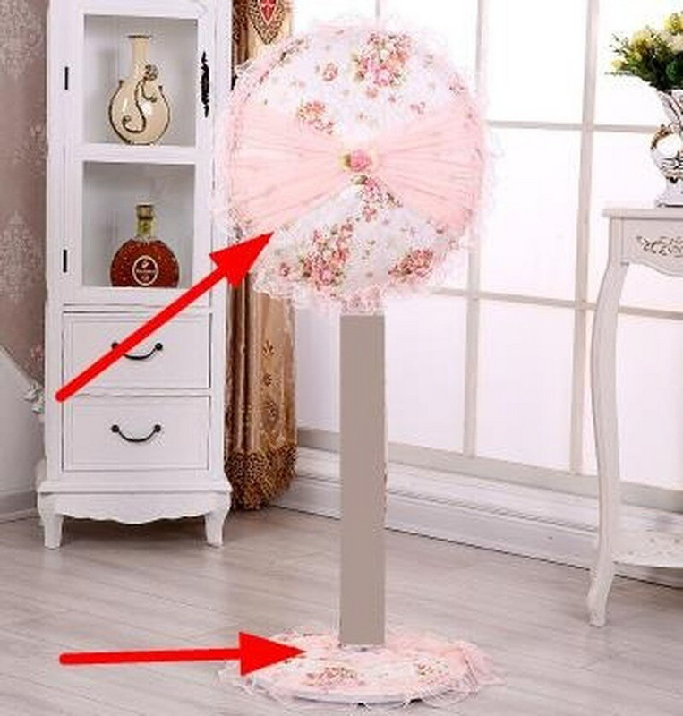 Stojan na elektrický ventilátor s priemerom 45-50 cm, sada ružových čipkovaných kvetinových krytov na elektrický ventilátor, bytová dekorácia