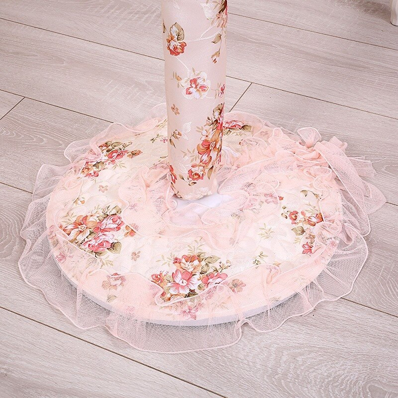 Stojan na elektrický ventilátor s priemerom 45-50 cm, sada ružových čipkovaných kvetinových krytov na elektrický ventilátor, bytová dekorácia