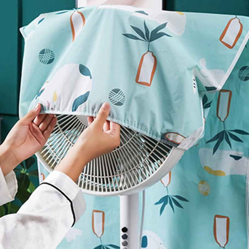 1 ekologický kryt ventilátora, prachotesný, odolný proti opotrebovaniu, vodotesný, jednoduchá inštalácia, kreslený vzor, elektrický stojan na ventilátor, kryt pre domácich pracovníkov