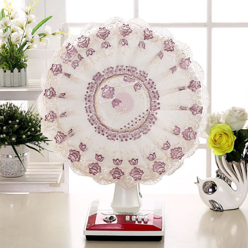 Capac de praf pentru ventilator electric Tip de podea Articole din pânză de uz casnic Capac pentru ventilator electric Pachet complet Protecție pentru ventilator de tavan din dantelă circulară