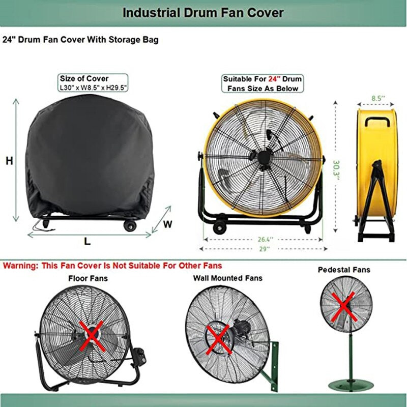 Priemyselný kryt ventilátora, ochranný kryt ventilátora, vodotesný podlahový ventilátor, kryt proti prachu, ochrana elektrických spotrebičov pre vysoké zaťaženie, umývateľný, WXV, výpredaj