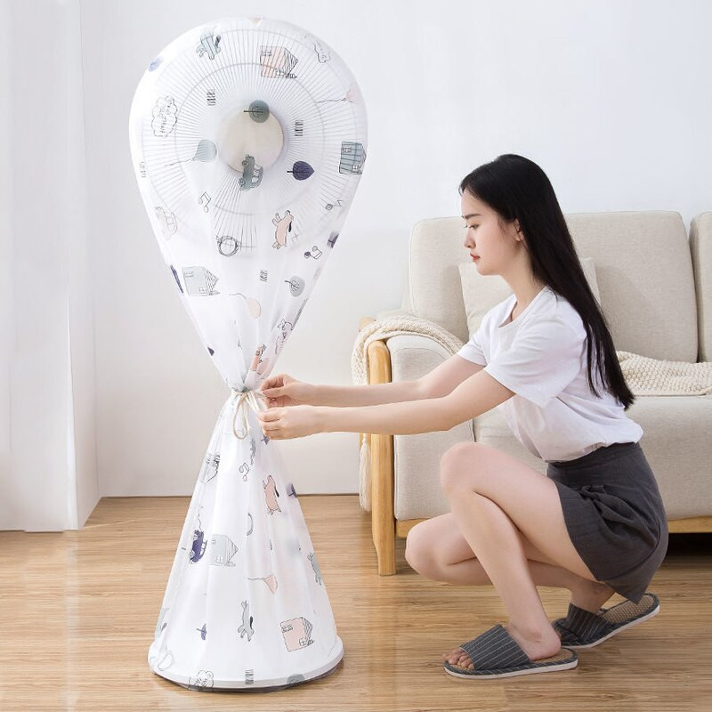 Kryt na ventilátor PEVA od podlahy po strop, kryt na ventilátor, okrúhly kryt na ventilátor do domácnosti, úložný priestor odolný voči vlhkosti