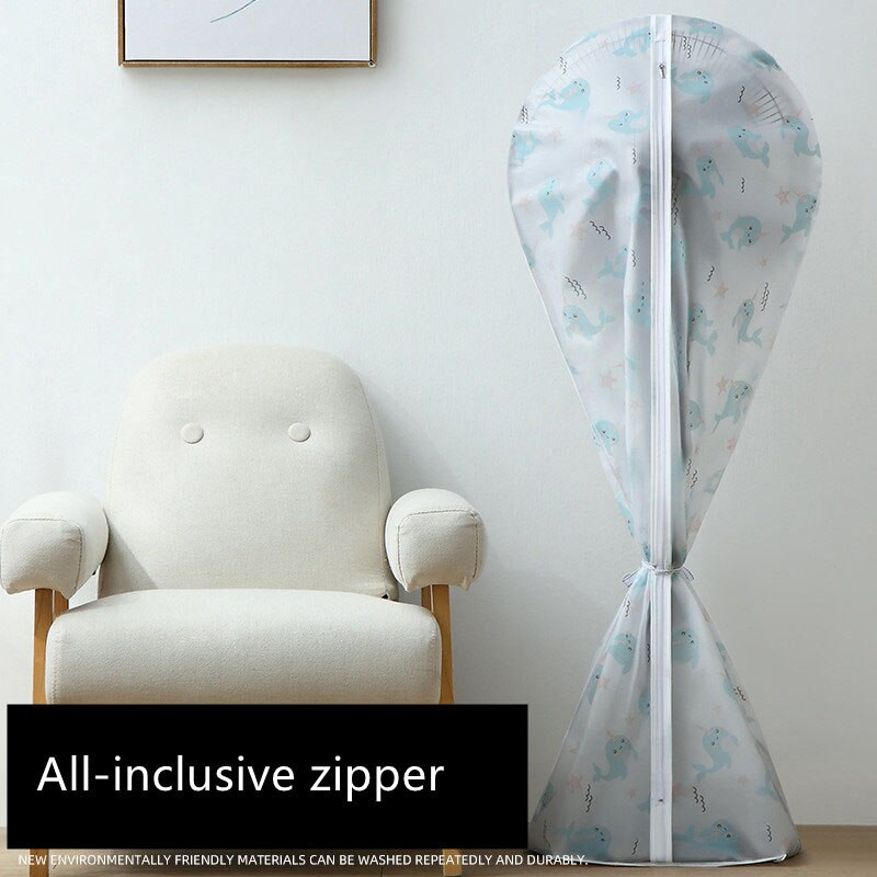 Buitinio stovo ventiliatoriaus dulkėms atsparus dangtelis, vandeniui atsparus elektrinis ventiliatoriaus apsauginis dangtelis su užtrauktuku Patvarūs PEVA ventiliatoriaus dulkių gaubtai 1 vnt.