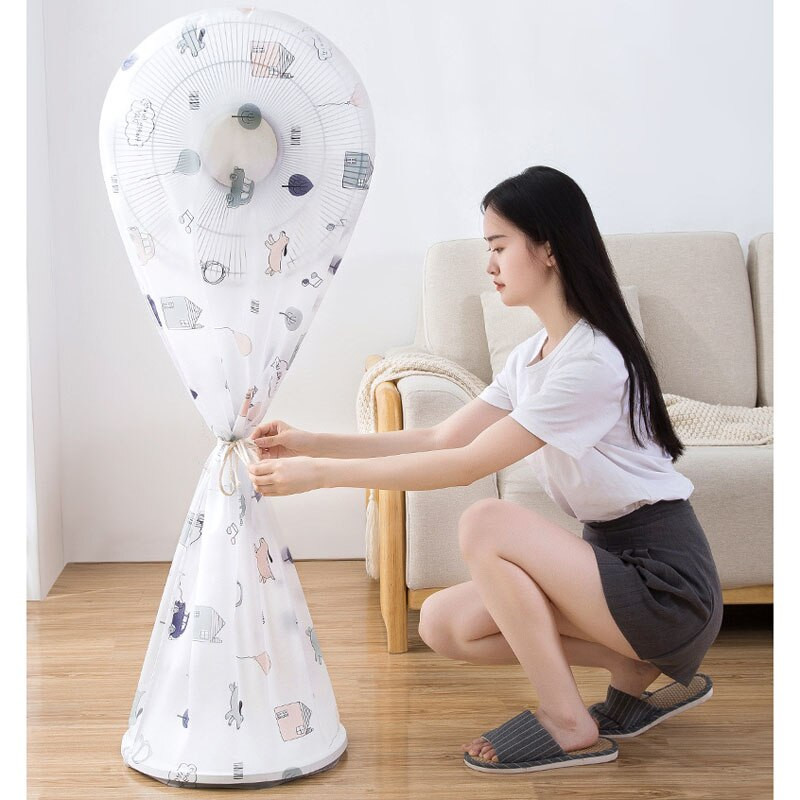 Umývateľný kryt na podlahový ventilátor, kryt na elektrický ventilátor s kreslenou potlačou, prachotesný kryt, ochranný kryt pre domácnosť, dekorácia obývacej izby