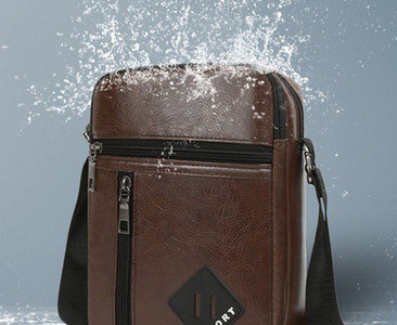 Geanta mica din piele cu maner textil si fermoare