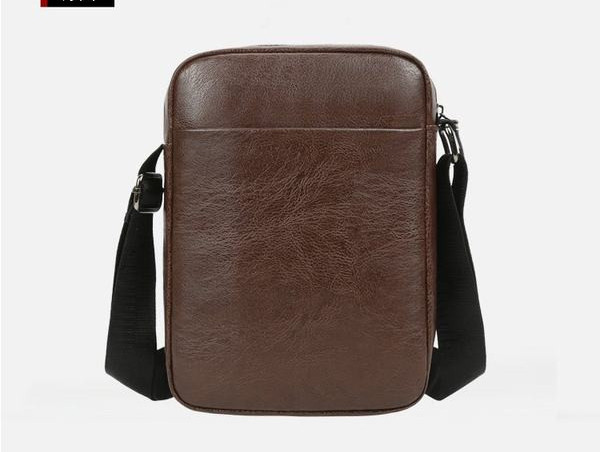 Geanta mica din piele cu maner textil si fermoare