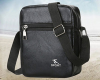 Pánska štvorcová taška z eko kože s nápisom a dlhou rukoväťou