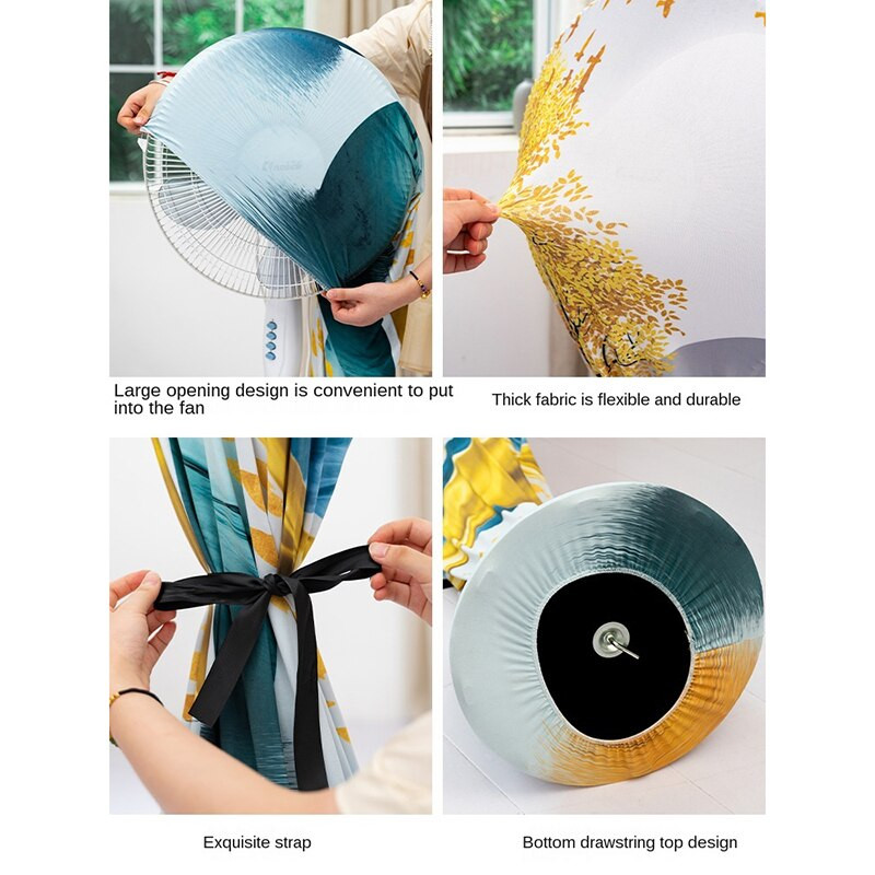 Kryt na elektrický ventilátor, okrúhly podlahový ventilátor pre domácnosť, elastický kryt, univerzálny, všestranný, kreslený kryt proti prachu