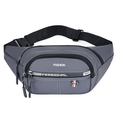 Tekstilna muška torbica oko struka sa natpisom i patentnim zatvaračem