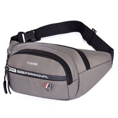 Tekstilna muška torbica oko struka sa natpisom i patentnim zatvaračem