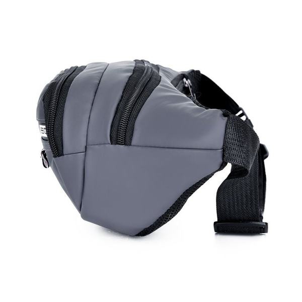 Tekstilna muška torbica oko struka sa natpisom i patentnim zatvaračem