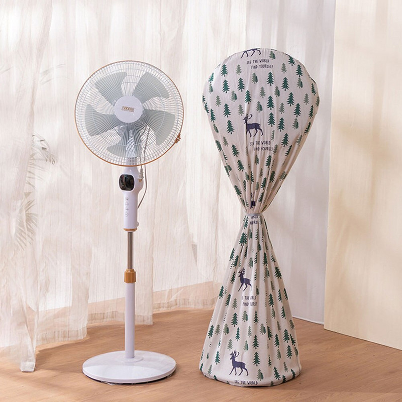 Kryt na elektrický ventilátor z bavlny a ľanu v severskej farbe, univerzálny, stojaci, vertikálny, odolný voči prachu