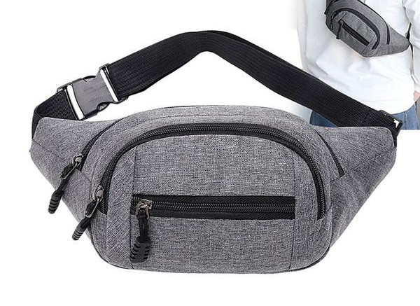 Jednobojna muška tekstilna torba oko struka s patentnim zatvaračem