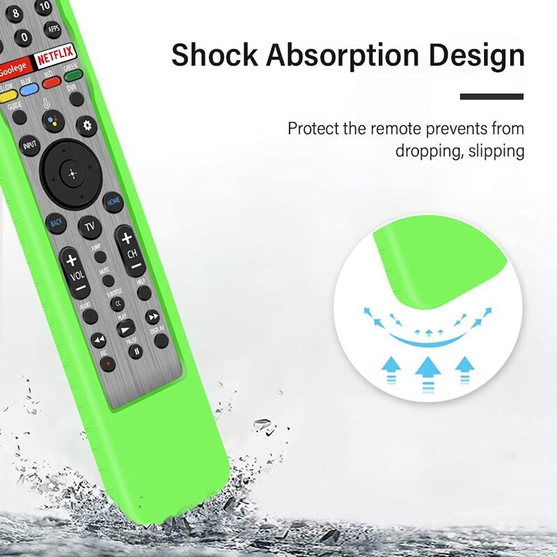 Pachet de 2 huse din silicon pentru Sony RMF-TX600U RMF-TX500U Husă de protecție anti-alunecare pentru telecomandă (Glow Blue Glow Green)