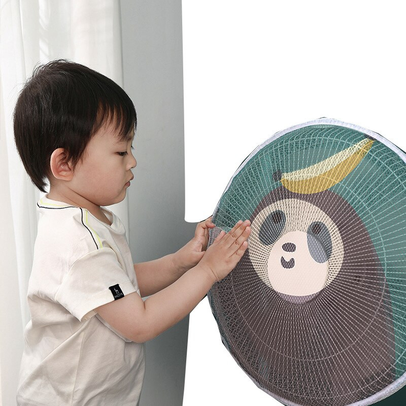 Roztomilý potlačený elektrický stojan na ventilátor, sieťový kryt na prsty pre deti, bezpečnostná sieťovina, priehľadný kryt mini ventilátora pre deti...