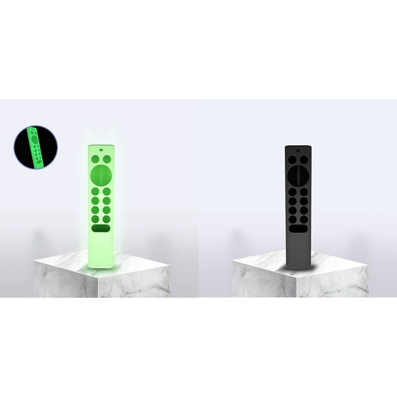 2X namų televizoriaus nuotolinio valdymo pulto dulkėms atsparus silikoninis dėklas, skirtas Nvidiashield TV Pro / 4K HDR nuotolinio valdymo pultelis, šviečiantis žaliai ir juodai