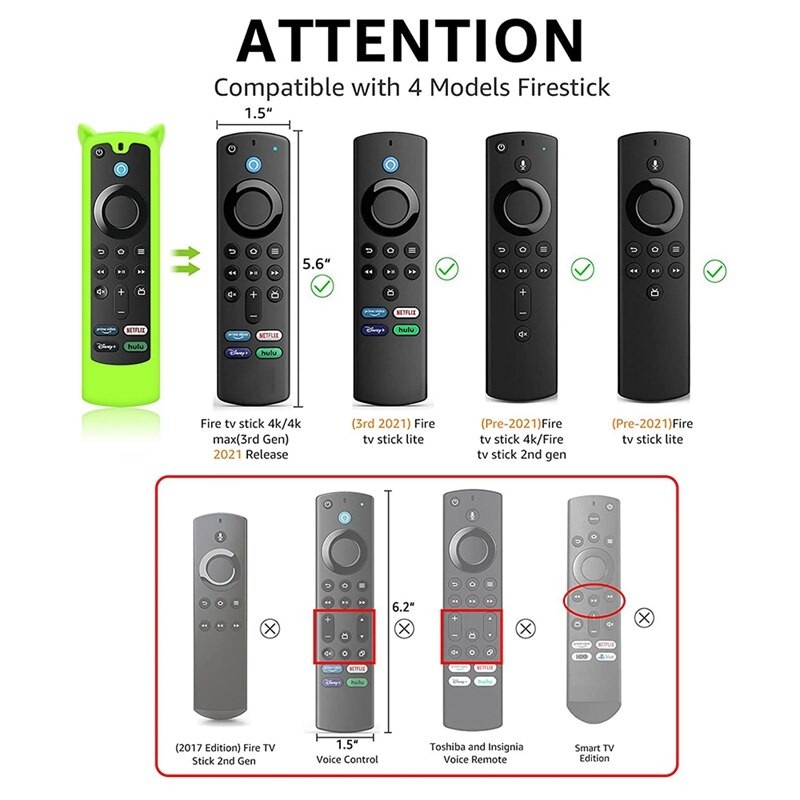 3 pakuotės nuotolinio valdymo dangteliai, skirti srautinio medijos įrenginiui, silikoninis TV Stick nuotolinio valdymo dėklas, suderinamas su „Fire TV Stick Lite“