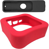 Puzdro na diaľkový ovládač a puzdro na TV box, pre Apple TV 4K 5. a 4. generácie, nárazuvzdorný silikónový kryt na diaľkový ovládač, čierno-červený