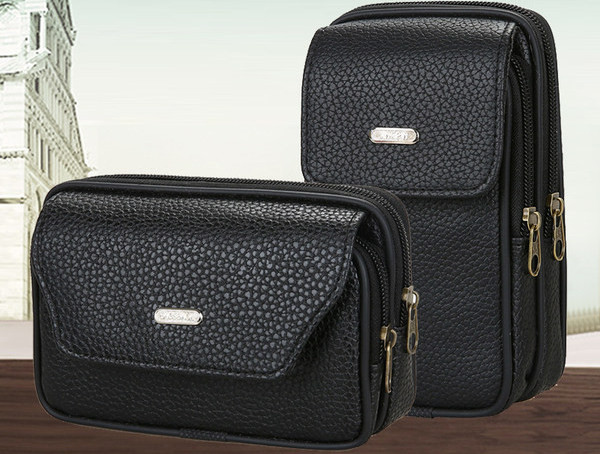 Vyriška rankinė iš eko odos, du modeliai su metaliniu elementu