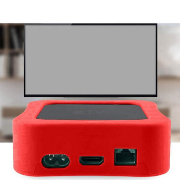 Θήκη τηλεχειριστηρίου και θήκη TV Box, για Apple TV 4K 5ης 4ης γενιάς, Αντικραδασμικό κάλυμμα τηλεχειριστηρίου σιλικόνης, μαύρο & κόκκινο