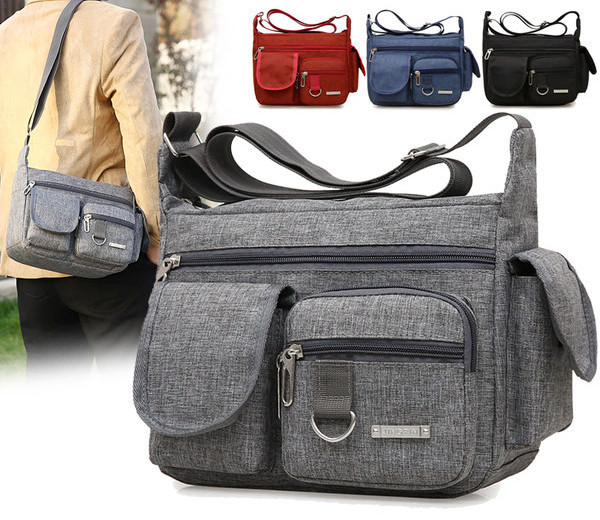 Pánska plátená taška s vreckami na ramene