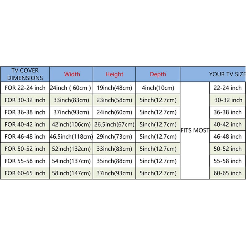 Lauko televizoriaus dangtelis Ekranas Dulkėms atsparus Vandeniui atsparus dangtelis Dangtis Aukštos kokybės Oksfordo juodas televizoriaus dėklas TV nuo 22 colių iki 70 colių