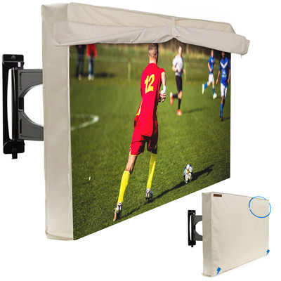 Капак за телевизор на открито 22-65 инча, 600D устойчиви на атмосферни влияния протектори за телевизионен екран с водоустойчив цип и джоб за съхранение, велкро, универсален