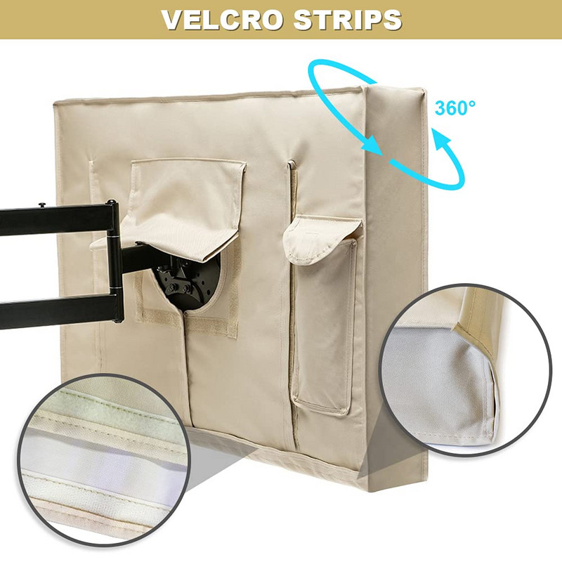 Välisteleri kate 22–65 tolli, 600D ilmastikukindlad teleriekraani kaitsekatted veekindla tõmbluku ja hoiutaskuga, takjapaelaga, universaalsed