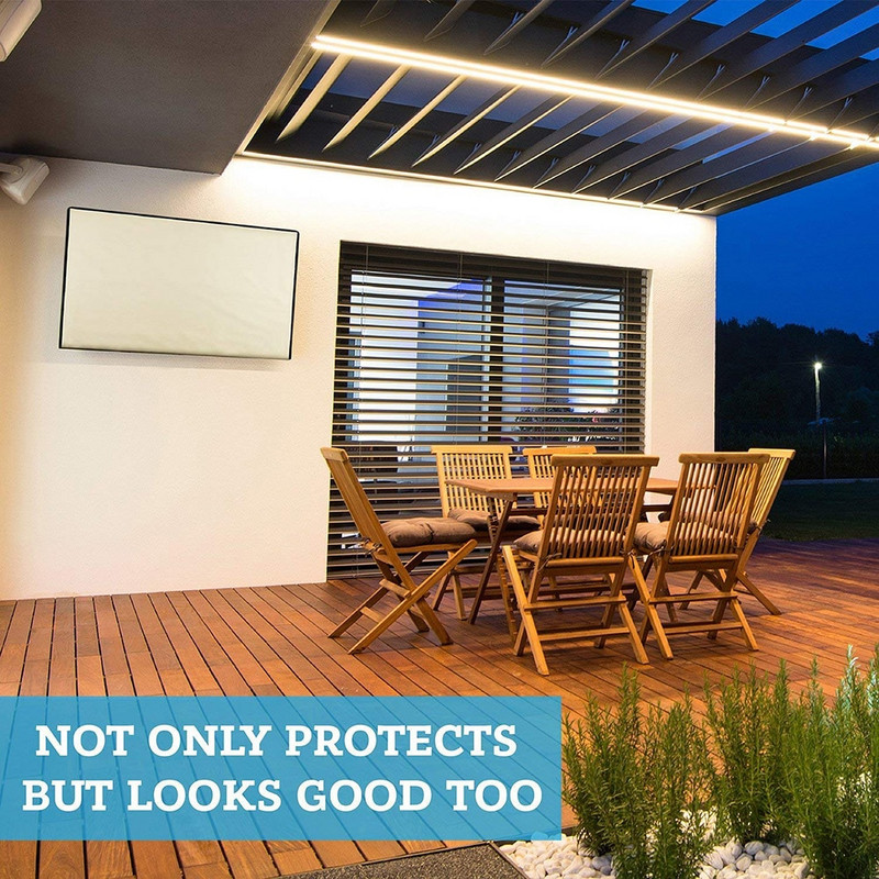 Välisteleri kate 22–65 tolli, 600D ilmastikukindlad teleriekraani kaitsekatted veekindla tõmbluku ja hoiutaskuga, takjapaelaga, universaalsed