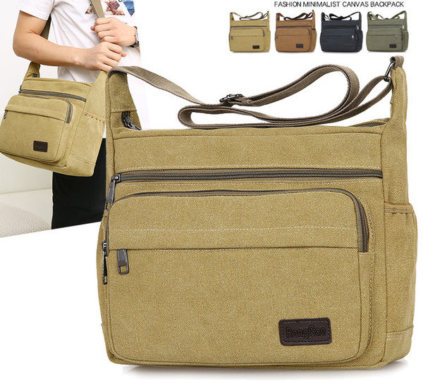 Pánska plátená taška cez rameno pre voľný čas