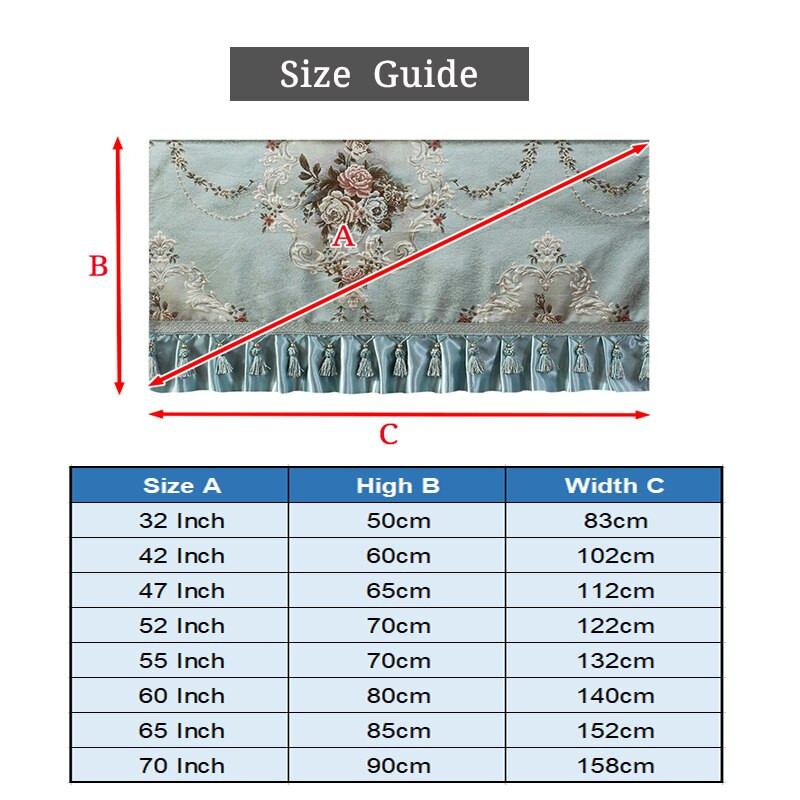 Kryt na televízor v európskom štýle, nová výšivka, 32-70 palcov, jednoduchá a moderná televízna kapucňa, kryt na televízor, látka
