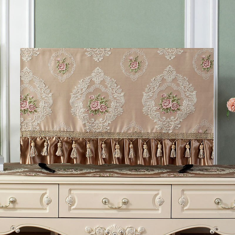 Kryt na televízor v európskom štýle, nová výšivka, 32-70 palcov, jednoduchá a moderná televízna kapucňa, kryt na televízor, látka