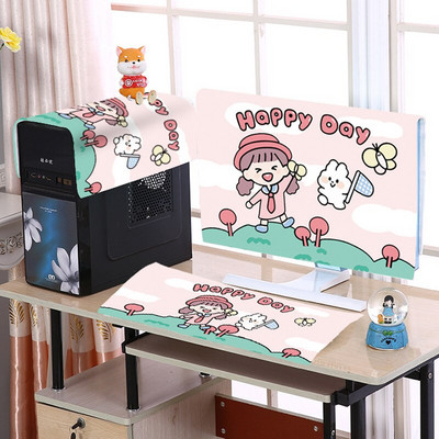 3 viename spausdintas stalinio kompiuterio apsaugos nuo dulkių kostiumas 22/24/27 colių klaviatūros pagrindinio LCD ekrano apsauginis dangtelis, skirtas buitiniams dulkių dangčiams