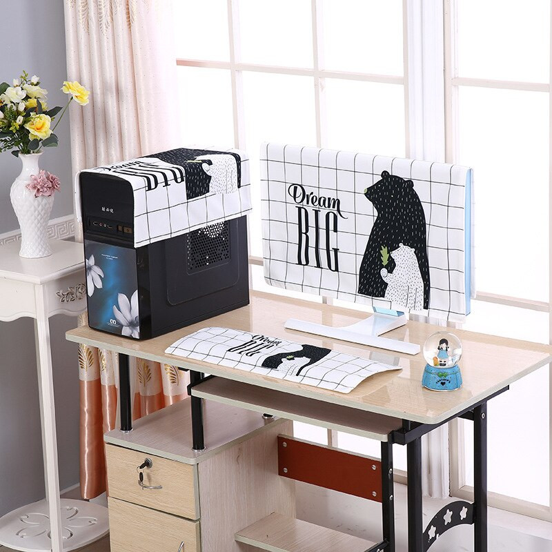 3 viename spausdintas stalinio kompiuterio apsaugos nuo dulkių kostiumas 22/24/27 colių klaviatūros pagrindinio LCD ekrano apsauginis dangtelis, skirtas buitiniams dulkių dangčiams