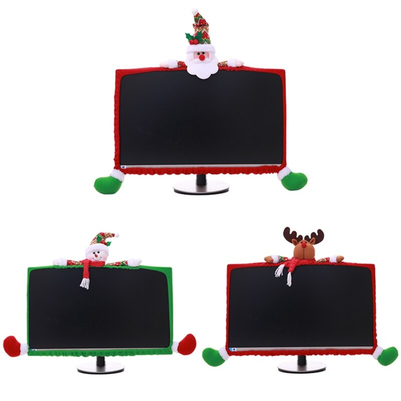 Afișaj LCD de Crăciun Husă de protecție Decor pentru computer PC Monitor TV Nețesut